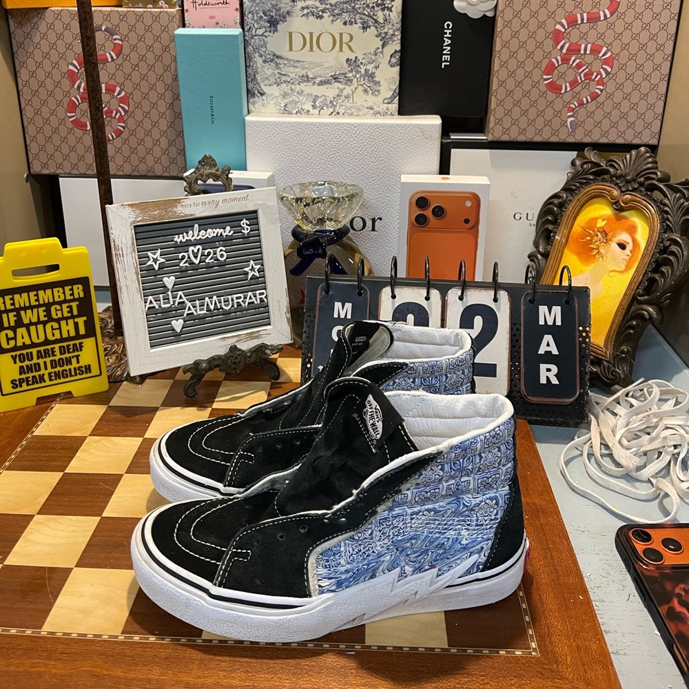 VANS Sk8 Hi Bolt, Liquify Black Blue White, Mens US